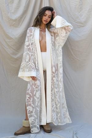 Furisode Kimono, Kimono Outfit, Mode Kimono, White Kimono, Bohemian Kimono, Beach Kimono, Mode Abaya, Lace Kimono, Boho Kimono