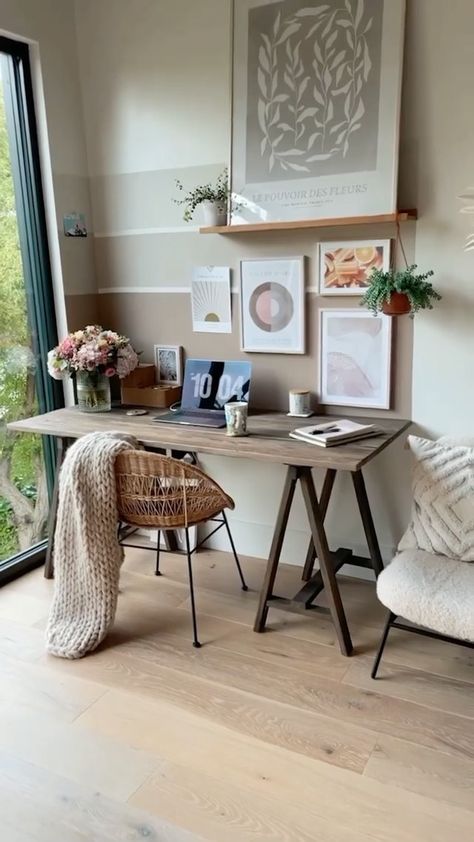 decormattersapp on Instagram: Obsessed with how @shnordic made simple but impactful changes to their desk area through color blocking! 👏👏👏 • • • #beforeandafter… Home Office Space, Home Office Design, 인테리어 디자인, Home Office Decor, Room Makeover, Cozy House, Home Living Room, Home Deco, Bedroom Interior