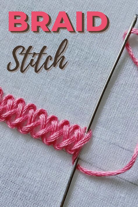 Two Color Embroidery Stitch, Insertion Stitches Embroidery, How To Do Simple Embroidery, Floral Embroidery Stitches Tutorial, Embroidery With Thick Yarn, Creative Embroidery Stitches, How To Add Embroidery To Clothes, Embroidery Patterns Border, Embroidery Braid Stitch