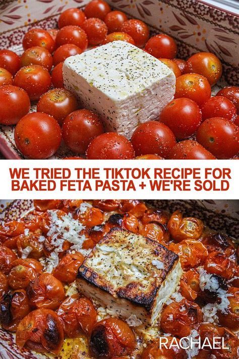 Baked Feta Pasta, Baked Feta, Tiktok Famous, Feta Pasta, Tasty Vegetarian Recipes, Rachael Ray, Pasta Bake, Tiktok Video, Meatless Meals