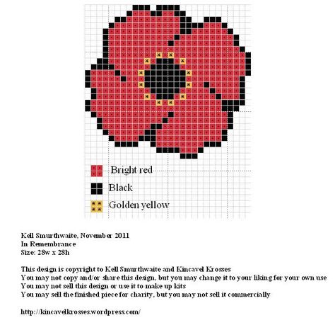 Design: In Remembrance Size: 28w x 28h Designer: Kell Smurthwaite, Kincavel Krosses Permissions: This design is copyright to Kell Smurthwaite and Kincavel Krosses You may use, copy and/or share thi… Poppy Craft, Poppy Pins, Remembrance Day Poppy, Native Beading Patterns, Tiny Cross Stitch, In Remembrance, Nature Cross Stitch, Hama Bead, Poppy Pattern