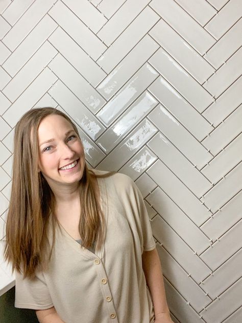 Tiling a Bathroom Wall in a Perfect Herringbone Pattern - The Handcrafted Haven Shower Tile Ideas Herringbone, Herringbone Subway Tile Shower Wall, Herringbone Tile Shower Wall, Chevron Tile Bathroom, Herringbone White Tile, Tiling A Bathroom, Herringbone Shower Tile, Herringbone Tile Wall, Herringbone Wall Tile