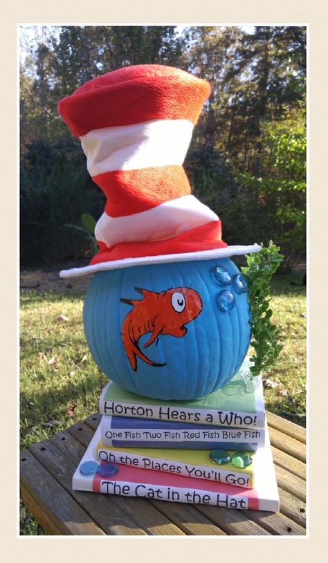 Pumpkin Contest Ideas No Carve Book Characters, Pumpkin Decorating Ideas From Books, Creative Pumpkin Contest Ideas, Pumpkin Ideas Book Characters, Book Pumpkins Character, Dr Seuss Pumpkin Painting, Classroom Pumpkin Ideas, Pumpkin Coloring Contest Ideas, Pumpkin Decorating Contest Ideas Book Characters