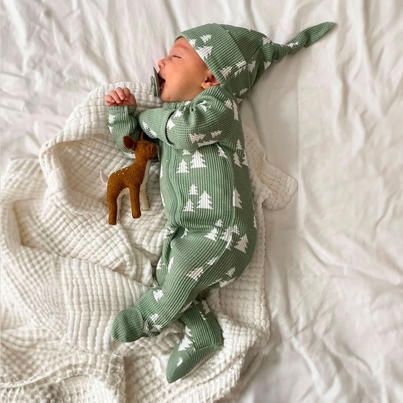 Spearmint Baby - this winter baby outfit is perfect for... Baby Christmas Pajamas, Baby Christmas Onesie, Spearmint Baby, Christmas Studio, Baby Boy Fall Outfits, Alpine Tree, Baby Buffalo, Vintage Baby Boys, Boys Fall Outfits