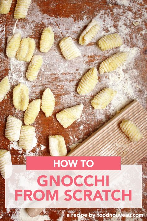 Making classic gnocchi from scratch is so satisfying: once you master these plump little bites, you won't ever buy them from the store again! Gnocchi From Scratch, Fresh Gnocchi, Homemade Potato Gnocchi, Make Gnocchi, Gnocchi Recipes Homemade, Making Gnocchi, Roasted Red Potatoes, How To Make Potatoes, Quick Salads