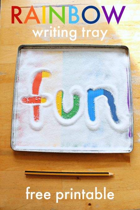 Magic rainbow sensory writing tray printable - NurtureStore Sensory Writing, Rainbow Sensory, Finger Gym, Abc Kids, Rainbow Writing, Creative Imagination, Preschool Writing, Preschool Literacy, Fine Motor Skills Activities