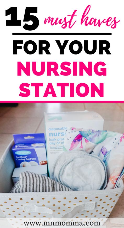 Must haves for your nursing and breastfeeding basket! If you're hoping to create a breastfeeding basket for after you deliver - this list of essentials is a must see! This breastfeeding tip will make nursing your baby SO MUCH easier and help your postpartum recovery too! This would also make a great gift idea for new moms!  #breastfeeding #essentials #musthaves #newmoms #breastfeedingtips #basket #nursingstation #breastfeedingstation #newborn #postpartumrecovery Breastfeeding Basket, Nursing Station, Breastfeeding Essentials, Newborn Hacks, Pumping Moms, Fantastic Baby, Baby Sleep Problems, Postpartum Recovery, Breastfeeding Tips