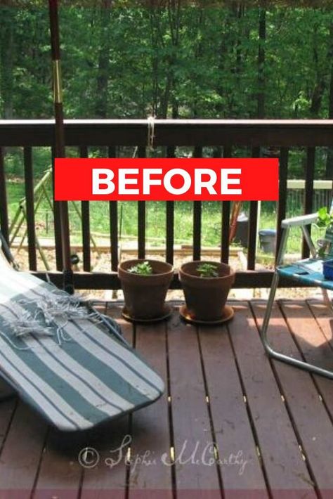 Are you looking for a creative and cheap back porch wood deck makeover? check out this before and after boho decor inspiration, perfect if your porch is made out of old wood, and even better if you have a small deck. #diy #deck #makeover #deckdecor | sponsored Fence Table, Accent Wall Entryway, Boho Decor Inspiration, Deck Diy, Diy Office Desk, Background Rose, Porch Wood, Deck Makeover, Garden Background