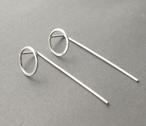 The Minimalist Hoop - product images  of Hammered Wire Jewelry, Modern Silver Earrings, Minimalist Jewelry Silver, Silversmithing Jewelry, Small Silver Hoop Earrings, Silver Wire Earrings, Jewelry Wax, Wire Jewelery, Wire Wrap Jewelry Designs