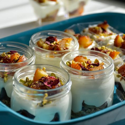 No Bake Gulab Jamun Cheesecake - Relish The Bite Gulab Jamun Dessert Shots, Gulag Jamun Cheesecake, No Bake Gulab Jamun Cheesecake, Gulab Jamun Cheesecake, Cheesecake Shooters, Gulab Jamun Recipe, Jamun Recipe, Cake Shots, Cheesecake In A Jar