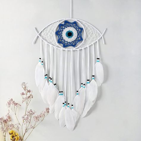 Dremisland Evil Eye Dream Catcher Hand-Woven White Macrame Dreamcatcher Evil Eye Wall Hanging Home Decoration Ornament Christmas Blessing Festival Gift (Pure White) : Amazon.co.uk: Home & Kitchen Evil Eye Dream Catcher, Eye Dream Catcher, Couple Girls, Evil Eye Wall Hanging, Black Dream Catcher, Dream Catcher White, Wall Hanging Designs, Eye Decor, Evil Eye Design