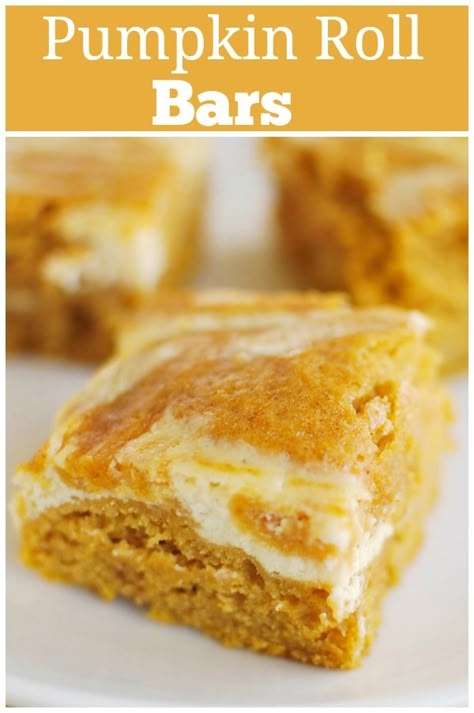 Pumpkin Swirl Bars, Pumpkin Cream Cheese Swirl Bars, Mini Pumpkin Rolls, Pumpkin Roll Cupcakes, Sugar Free Pumpkin Roll, Pumpkin Roll Bars, Pumpkin Cream Cheese Bars, Asparagus Rolls, Cheese Burrito