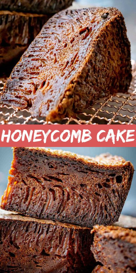 Recipes With Honeycomb, Sweet Tea Cake, Honey Comb Cakes, Unusual Cakes Recipes, Easy Impressive Cakes, Funky Cake Ideas, Honeypot Cake, Dessert Recipes With Honey, Unusual Cake Flavors