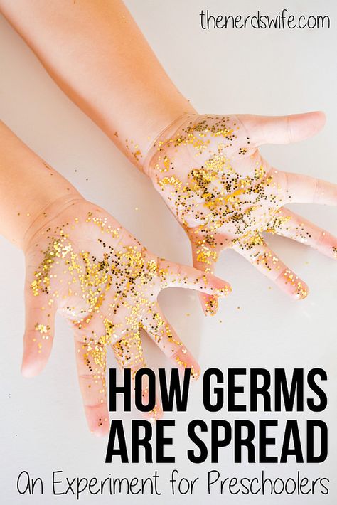 Teach kids How Germs Are Spread with this Preschool Experiment #PURELL30 #ShakeOnIt AD Glitter Germs Activity, Glitter Germ Experiment, Hand Washing Activities Preschool, Germs Preschool, Glitter Hands, Germs Lessons, Germs Activities, Body Preschool, Healthy Bodies