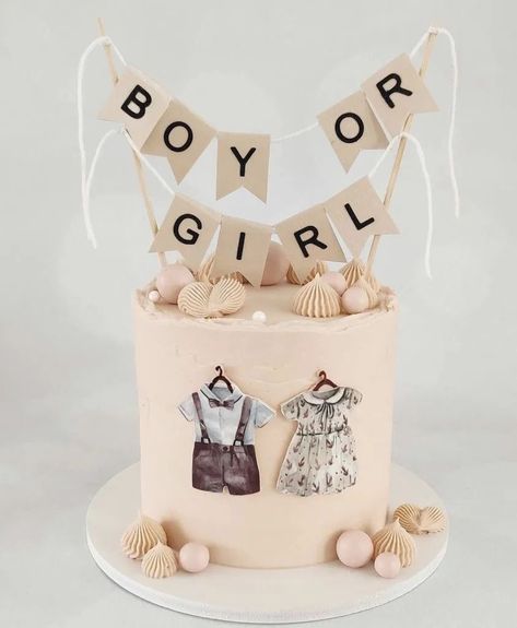 Simple Baby Shower Cake Ideas, Reveal Cake Ideas, Gender Reveal Cake Ideas, Baby Shower Cake Ideas, Baby Shower Cakes Neutral, Baby Reveal Cakes, Baby Shower Cake Designs, Simple Gender Reveal, Baby Shower Decorations Neutral