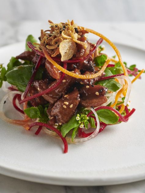 Valentine's Dinner at Home with Cheffanie and Backyard Table - My VanCity Duck Salad, Crispy Duck, Backyard Table, Valentine's Dinner, Crunchy Salad, Papaya Salad, Valentine Dinner, Crispy Onions, Duck Recipes