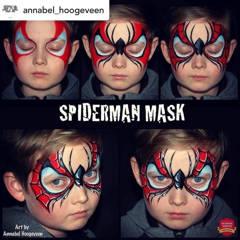 Face Painting Boys, Spiderman Face Paint, Spider Man Face Paint, Superhero Face Painting, Face Painting For Boys, Spiderman Face, Face Painting Tutorials, Face Painting Easy, Face Paint Makeup