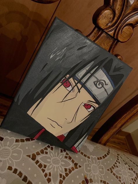 Naruto anime - Itachi Uchiha Itachi Uchiha Painting Easy, Itachi Uchiha Acrylic Painting, Sasuke Painting Canvas, Naruto Inspired Painting, Itachi Uchiha Canvas Painting, Anime Canvas Drawing, Itachi Acrylic Painting, Naruto Canvas Painting Easy, Itachi Uchiha Art Drawing