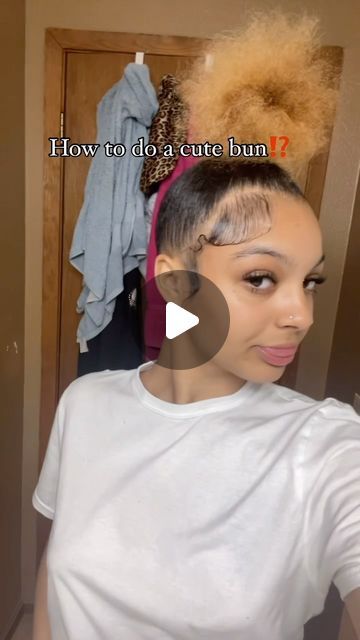 Kj💋🫶🏽 on Instagram: "I’m not sure what this hairstyle is called, but I think it’s cute⁉️🥰 …  If any help is ever needed just dm me⁉️ I’m happy to help with anything⁉️  #hairstyle#bun#hairbun#cutebun#cute#style#natural#hair#naturalhair#fy#fyp#social#song" Cute Natural Short Hairstyles, Hair Styles For Short Hair Easy Quick, How To Make Your Bun Look Bigger, Natural Ponytails For Black Hair Puff, Natural Hair Bun Styles For Black Women, Cute Hairstyles With Natural Hair, Puffy Hair Hairstyles, Natural Hair Styles Long Hair, Cute Hairstyles For Black Women Natural