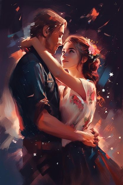 Painting Of A Man, Romantic Artwork, Romantic Background, Hugging Couple, Romance Art, Cute Couple Cartoon, Couples Images, Cute Couple Art, Colorful Artwork