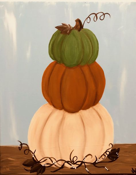 Pumpkin stack canvas painting Fall Easy Canvas Painting, Fall Canvas Ideas Easy, Fall Pumpkin Canvas Painting, Fall Paintings Pumpkins, Pumpkin Stack Painting, Fall Small Canvas Painting Ideas, Canvas Pumpkin Painting Ideas, Fall Painting Simple, Paintings Of Pumpkins Acrylic