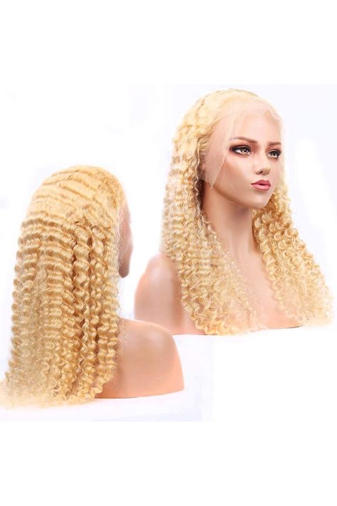 Baby Blonde Hair, Deep Wave Wig, Curly Lace Wig, Hair Care Oil, Human Hair Wigs Blonde, Light Blonde Hair, Remy Hair Wigs, Blonde Lace Front Wigs, 613 Blonde