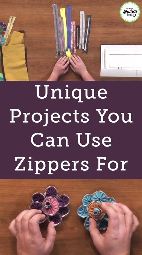 Zipper Pins How To Make, Embroidery Projects For Beginners, Zipper Projects, Sewing Zippers, Sewing Videos, Beginners Sewing, Fat Quarter Projects, Zipper Crafts, Sewing Circles