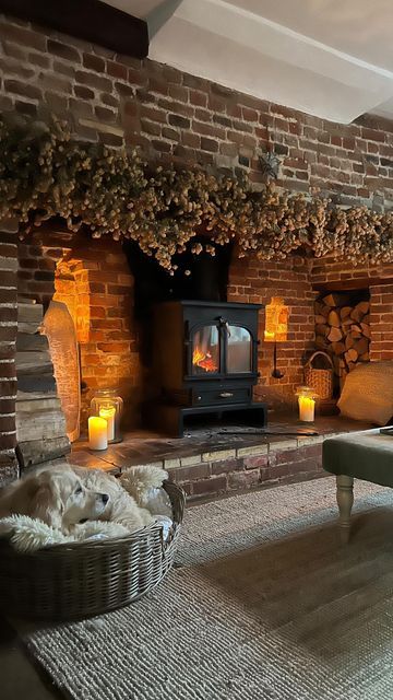 English Cottage Interiors, Cottage Fireplace, British Cottage, Inglenook Fireplace, Cottage Living Rooms, Cottage Interior, Pellet Stove, Cottage Interiors, Cottage Living