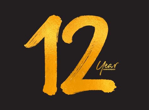 Gold 12 Years Anniversary Celebration Vector Template, 12 Years logo design, 12th birthday, Gold Lettering Numbers brush drawing hand drawn sketch, number logo design vector illustration 12 Number Logo Wallpaper, 12 Wallpaper Number, 12 Logo Design Number, 12 Number Logo, Number Logo Design, Lettering Numbers, Number Wallpaper, 12 Number, Number Logo