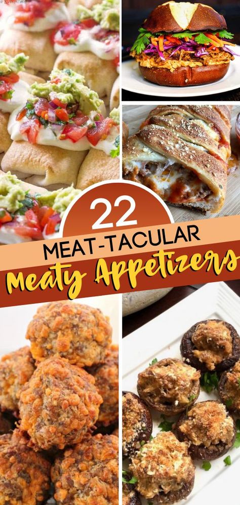 Meaty Finger Foods, Mini Taco Appetizer, Baked Pulled Pork, Meaty Appetizers, Homemade Turkey Meatballs, Party Food Menu, Beef Appetizers, Fingerfood Party, Game Day Appetizers