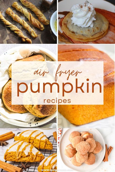 10+ Air Fryer Pumpkin Recipes - Easy and Delicious! - Ginger Casa Air Fryer Pumpkin Biscuits, Air Fryer Pumpkin Desserts, Air Fryer Fall Desserts, Halloween Air Fryer Recipes, Air Fryer Pumpkin Recipes, Fall Air Fryer Recipes, Pumpkin Recipes Quick, Air Fryer Pumpkin, Sweet Pumpkin Recipes