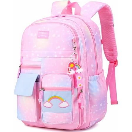 Features Unique Design This kawaii girls backpack is designed with side opening pockets that can be opened 180 for easy storage and removal. Large Capacity Roomy compartment and multi-purpose pockets with ultra-smooth zippers, enough room to hold and well organize your kid's folding umbrella, water bottle, notebooks and stationery. Adjustable Shoulder Straps This school bag features widen and thicken adjustable straps, which relieve the stress of shoulder, offer cool, shockproof and comfortable carry experience. Comfortable Design Features the three-dimensional back pad design, thick and breathable, quickly dissipating heat, effectively reducing the pressure on the back and waist, providing a more comfortable experience for children. Indestructible Material The aesthetic backpack made of P Girls Backpacks, Backpack Kawaii, Backpacks School, Ladybug Birthday Party, Aesthetic Backpack, Girls Backpack, Plantas Vs Zombies, School Bookbags, Ladybug Birthday