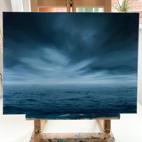 Ocean Painting Oil, Ocean Painting Acrylic, Dark Sea Painting, Dark Ocean Painting, Oil Painting Sea, Acrylic Ocean, Nighttime Ocean Painting, Sea Oil Painting, Ocean Oil Painting