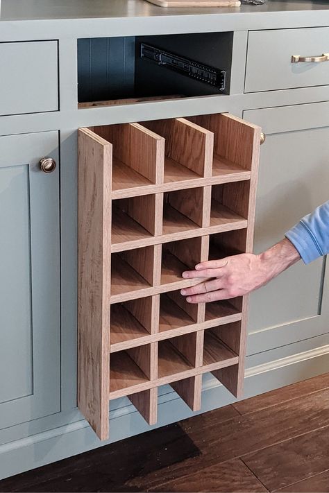 Wine Pull Out Drawer, Wine Rack In Cabinet Built Ins, Small Pantry With Wine Fridge, Wine Rack In Kitchen, Water Bottles Storage, Make A Wine Rack, Wine Rack Inspiration, Wine Rack Uses, Wine Cubbies