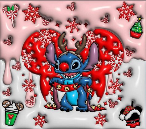 Stitch Christmas Wallpaper, Season Wallpapers, Sublimation Art, Christmas Stitch, Baby Blue Wallpaper, Sublimation Ideas Projects, 3d Mug, Airbrush Designs, Stitch Quote