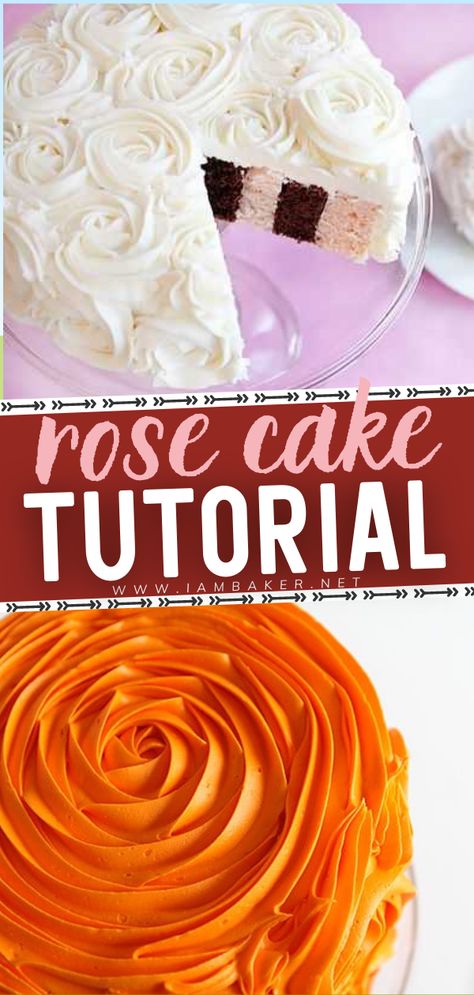 Valentine's and roses, what could be a more perfect combo? This Rose Cake would be the best Valentine's dessert idea! The rose frosting technique is so easy yet looks so good on cakes! Bakers can guarantee with this Rose Cake Tutorial. Pin this! Rosette Cake Tutorial, Rose Cake Tutorial, Rose Frosting, Rose Icing, Rose Cake Design, Cake With Roses, Dessert Birthday, Frosting Techniques, Buttercream Roses