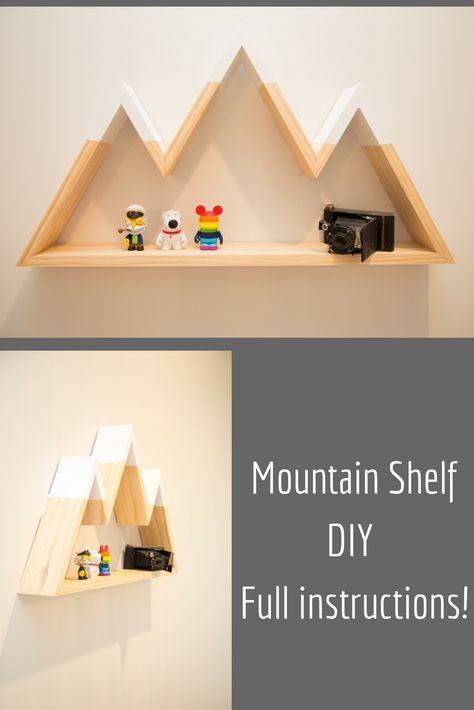 Mountain Shelf Diy, Mountain Bookshelf, Mountain Shelves, Homestead Plans, Mini Homestead, Mountain Room, Kids Room Shelves, Mountain Shelf, Diy Wood Shelves