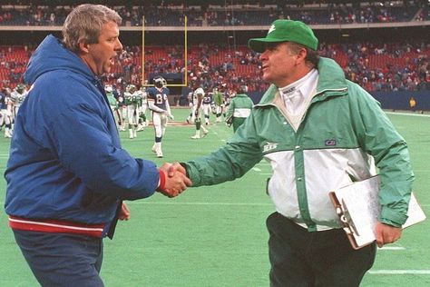 Jets & Giants Coaches Joe Walton & Bill Parcells say farewell to the 1988 season after the Jets 27-21 season ending victory which knocked the G Men out of playoffs The Jets, Jet Fan, Ny Jets, G Man, Album Cover Art, Cover Art, Knock Knock, Album Covers, Victorious