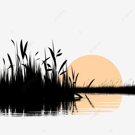 silhouette of a reed in the grass swamp and river plants cattail flat illustration grass reed swam River Silhouette, River Plants, Aussie Outback, Grass Silhouette, Grass Illustration, Grass Vector, Illustration Flat, Tree Landscape, Transparent Image