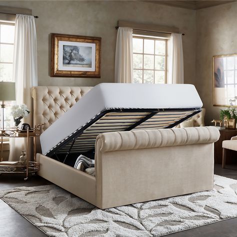 Belford Chesterfield Ottoman Sleigh Bed Frame Free delivery Cash on delivery Tomorrow delivery #OTTOMANBED #ottomanbed #chesterfieldbedset #ottomanbeds #chesterfieldbeds #ottomanbedset #ottoman Sleigh Bed Bedroom Ideas, Bed Frame Low, Chesterfield Ottoman, Sleigh Bed Frame, Bed Frame Sizes, Deep Storage, Ottoman Storage Bed, Sleigh Bed, Bed Springs