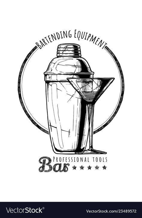 Shaker Tattoo Bartender, Cosmopolitan Cocktail Illustration, Cocktail Shaker Illustration, Mixology Tattoo, Cocktail Shaker Tattoo, Bartender Illustration, Bar Logo Design Ideas, Bartender Tattoo Ideas, Bartender Logo