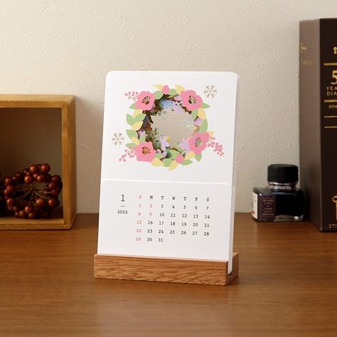 Fonts And Numbers, Desk Calendar Mockup, Seasonal Calendar, Pop Up Frame, Calendar Craft, Unique Calendar, Diy Calendar, Japanese Stationery, January 2023