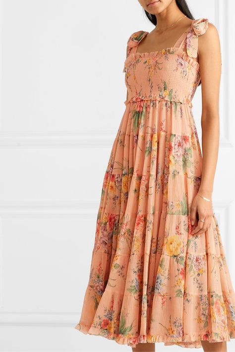 Orange Zinnia, Cross Shoulder Bag, Stone And Strand, Orange Floral Dress, Pastel Orange, Trending Today, Summer Maxi Dress, Net A Porter, Summer Dress