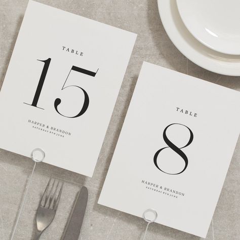 Table Number Cards Wedding, Table Numbers Elegant, Reception Table Numbers, Modern Table Numbers, Wedding Sign Decor, Wedding Table Names, Table Number Cards, Table Names, Simple Table