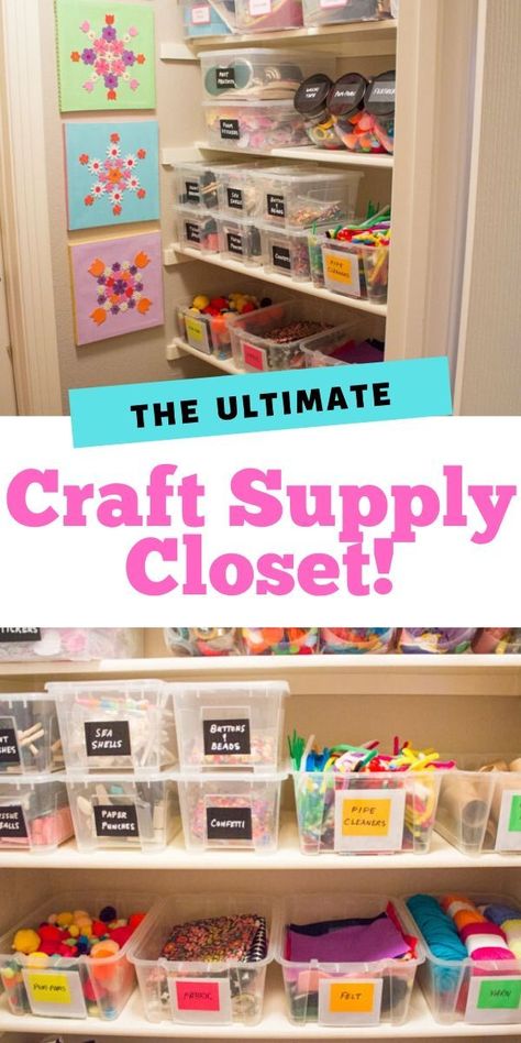 How to create the ultimate craft supply closet! Supply Closet, Craft Closet Organization, Craft Supply Storage, Craft Storage Organization, Kids Craft Supplies, Art Supply Organization, Organize Craft Supplies, Dream Craft Room, Craft Room Design