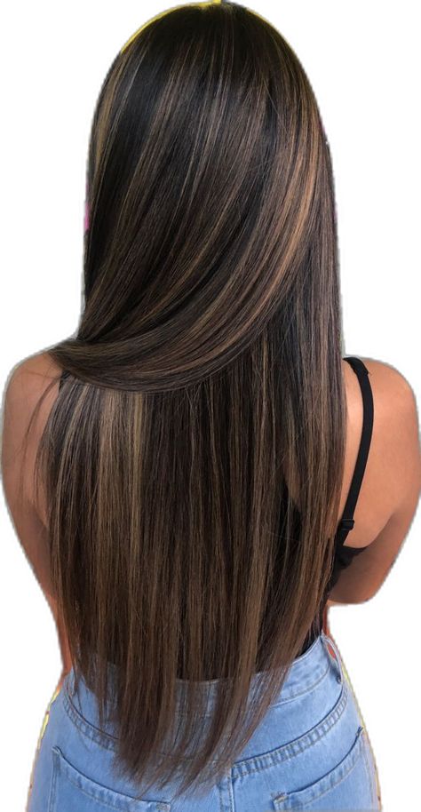 Brunette Balayage Haircut, Caramel Blonde Highlights On Black Hair, Blue Hair Highlights With Brown Hair, Hair Color Ideas For Brunettes With Straight Hair, Highlights On Really Dark Hair, Fresh Brunette Hair Colors, Hair Color Ideas For Morenitas, Brunette Hair Color With Highlights Straight, Straight Hair With Brown Highlights