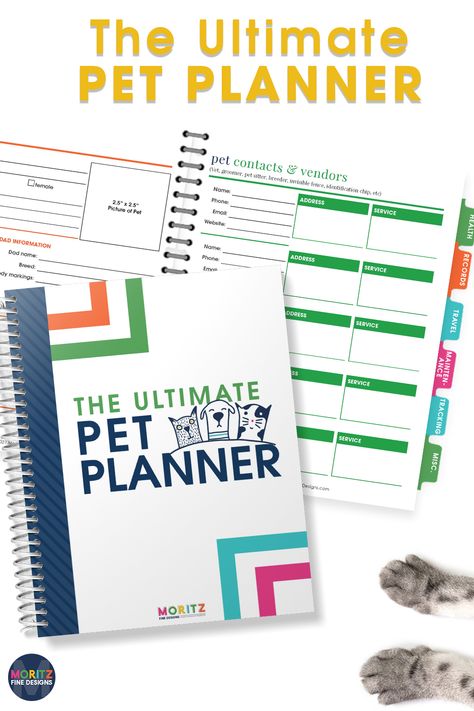 The Ultimate Pet Planner is the simple secret to keeping your pet happy and healthy. This sanity-saving Planner is designed to help you plan, track and monitor your pet's daily needs with over 20 amazing resources in 6 categories to help ensure a happy life for your pet! Pet Planner, New Puppy Checklist, Puppy Checklist, Pet Treats Recipes, Dog Tracker, Medication Log, Planner Books, Accessories Website, Pet Organization