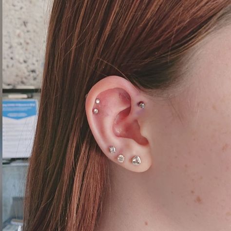 Double Tragus, Anti Helix, Anti Helix Piercing, Helix Piercing, Tragus, Helix, Ear Piercings, Diamond Earrings, Piercings