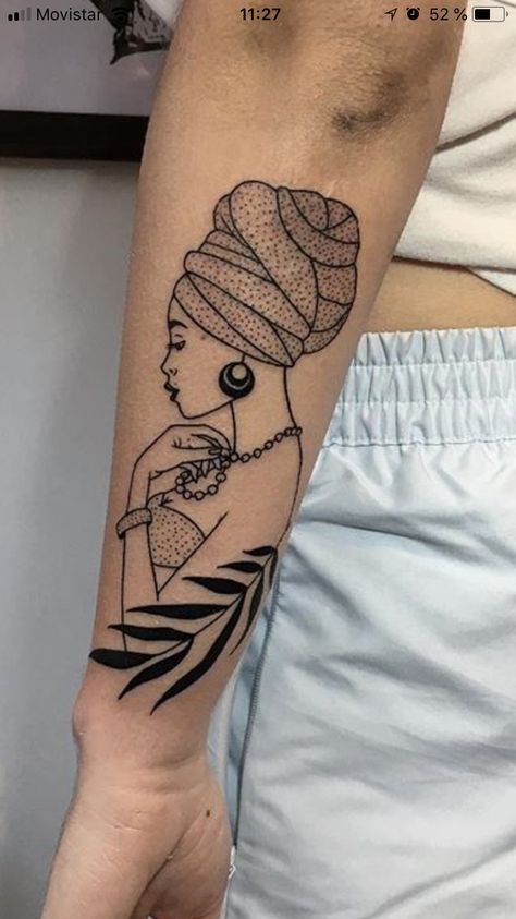 Afro Centric Tattoo Black Women, African American Tattoos Ideas, Afro Girl Tattoo, African Woman Tattoo, Cute Tattoos For Black Women, Afrocentric Tattoos For Women, Queen Tattoo Ideas, Tattoos For Black Women, African Goddesses