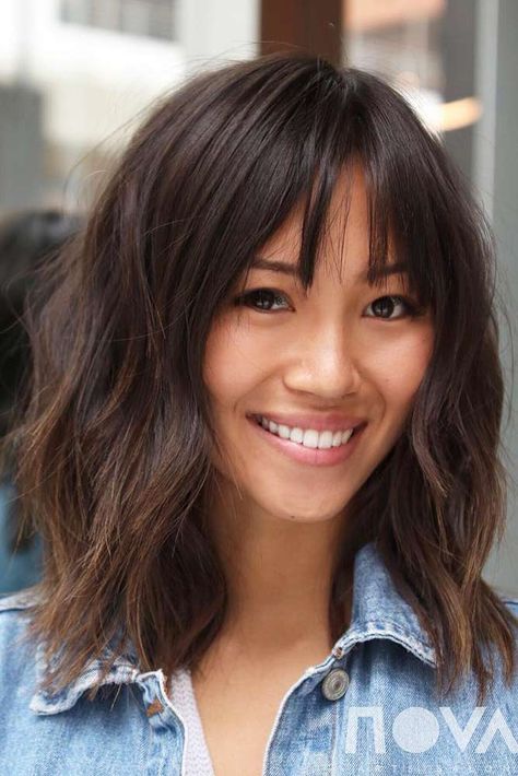 Long Bob With Bangs, Lob With Bangs, Medium Length Hairstyles, Lob Haircut, Medium Long Hair, Fringe Hairstyles, Long Bob Hairstyles, Haircut For Thick Hair, Mid Length Hair